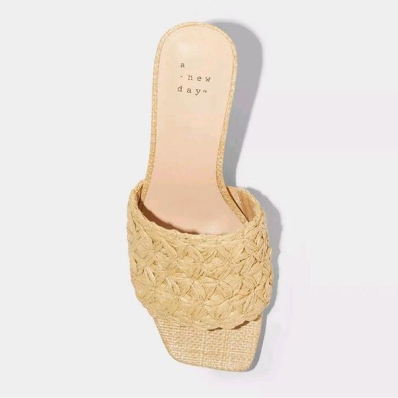 🆕👡Ayla Raffia Slide Heels with Memory Foam - Tan, Sz 10 - Picture 3 of 7